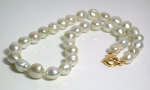 Champagne 10-12mm South Sea pearl necklace & vermeil clasp