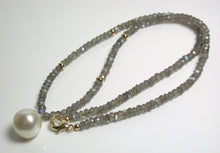 Load image into Gallery viewer, 13x15mm South Sea pearl, labradorite &amp; 9ct gold necklace