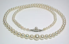 Load image into Gallery viewer, Vintage Mikimoto cultured Akoya pearl &amp; 10ct white gold necklace in original box