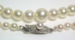 Vintage Mikimoto cultured Akoya pearl & 10ct white gold necklace in original box