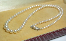 Load image into Gallery viewer, Vintage Mikimoto cultured Akoya pearl &amp; 10ct white gold necklace in original box