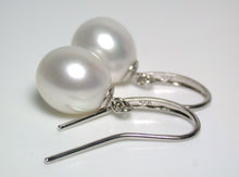 Load image into Gallery viewer, Stylist 10x11mm white freshwater pearl &amp; sterling silver earrings