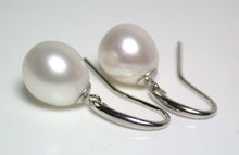Load image into Gallery viewer, Stylist 10x11mm white freshwater pearl &amp; sterling silver earrings