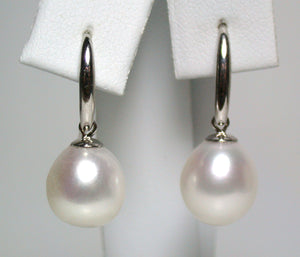 Stylist 10x11mm white freshwater pearl & sterling silver earrings