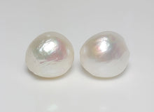 Load image into Gallery viewer, 13x18mm Kasumi-like white pearl &amp; gold vermeil earrings