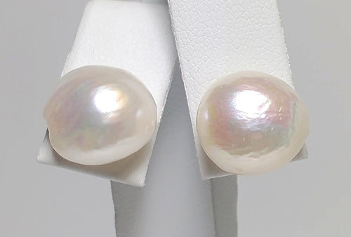 13x18mm Kasumi-like white pearl & gold vermeil earrings