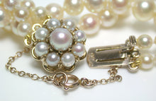 Load image into Gallery viewer, AAA vintage double Akoya pearl &amp; 9ct yellow gold necklace