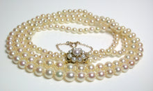 Load image into Gallery viewer, AAA vintage double Akoya pearl &amp; 9ct yellow gold necklace