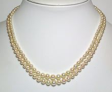 Load image into Gallery viewer, AAA vintage double Akoya pearl &amp; 9ct yellow gold necklace