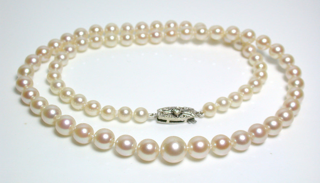 5-8.5mm Akoya pearl necklace & 9ct white gold diamond clasp