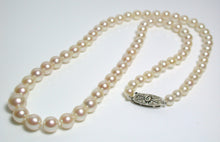 Load image into Gallery viewer, 5-8.5mm Akoya pearl necklace &amp; 9ct white gold diamond clasp