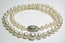 Load image into Gallery viewer, Vintage 5.5-8.5mm Akoya pearl necklace &amp; 9ct white gold diamond clasp