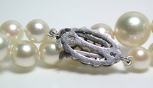 Load image into Gallery viewer, Vintage 5.5-8.5mm Akoya pearl necklace &amp; 9ct white gold diamond clasp