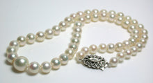 Load image into Gallery viewer, Vintage 5.5-8.5mm Akoya pearl necklace &amp; 9ct white gold diamond clasp