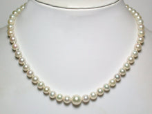 Load image into Gallery viewer, Vintage 5.5-8.5mm Akoya pearl necklace &amp; 9ct white gold diamond clasp
