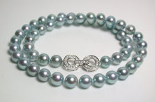 Load image into Gallery viewer, 7.5mm silver-blue Akoya pearl necklace &amp; sterling silver clasp