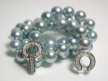 Load image into Gallery viewer, 7.5mm silver-blue Akoya pearl necklace &amp; sterling silver clasp