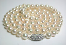 Load image into Gallery viewer, 7mm Japanese Akoya pearl necklace with 18ct white gold &amp; diamond bead