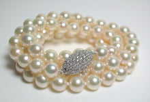 Load image into Gallery viewer, 7mm Japanese Akoya pearl necklace with 18ct white gold &amp; diamond bead
