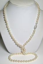 Load image into Gallery viewer, 7mm Japanese Akoya pearl necklace with 18ct white gold &amp; diamond bead
