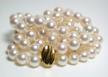 Load image into Gallery viewer, Stunning double 8.5-9mm Akoya pearl &amp; 9ct yellow gold necklace