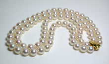 Load image into Gallery viewer, Stunning double 8.5-9mm Akoya pearl &amp; 9ct yellow gold necklace