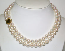 Load image into Gallery viewer, Stunning double 8.5-9mm Akoya pearl &amp; 9ct yellow gold necklace
