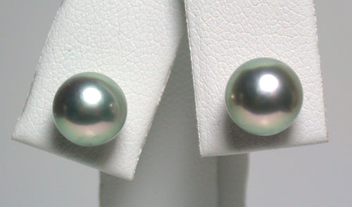 7.5-8mm silver-blue Japanese Akoya pearl & 9 carat gold earrings