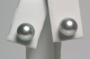 7.5-8mm silver-blue Japanese Akoya pearl & 9 carat gold earrings