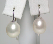 Load image into Gallery viewer, Modern 9.5x11.5mm white freshwater pearl &amp; sterling silver earrings