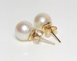 Vintage 9mm Akoya saltwater pearl & 9 carat gold earrings