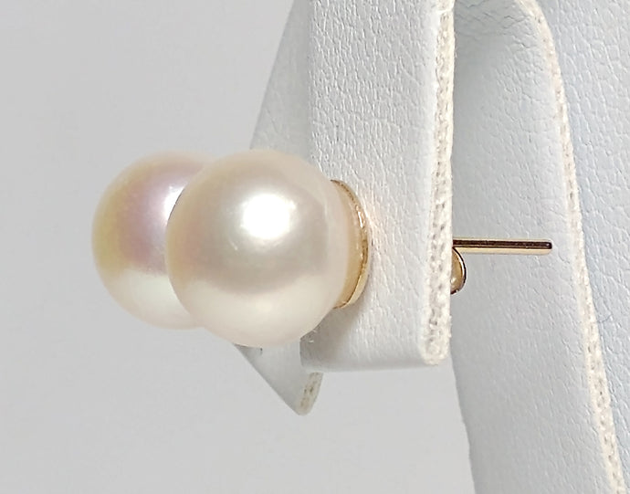 Vintage 9mm Akoya saltwater pearl & 9 carat gold earrings