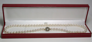 6-6.5mm Akoya pearl necklace with antique diamond & pearl clasp