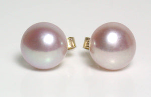 8.5mm pale pink pearl & 9 carat yellow gold earrings