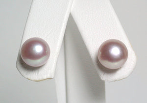 8.5mm pale pink pearl & 9 carat yellow gold earrings