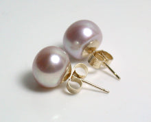Load image into Gallery viewer, 8.5mm pale pink pearl &amp; 9 carat yellow gold earrings
