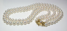 Load image into Gallery viewer, Vintage Mikimoto double strand cultured Akoya pearl &amp; 18ct gold necklace in original box