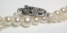 Load image into Gallery viewer, Vintage Mikimoto cultured Akoya pearl &amp; silver necklace in original box