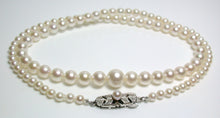 Load image into Gallery viewer, Vintage Mikimoto cultured Akoya pearl &amp; silver necklace in original box