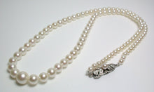 Load image into Gallery viewer, Vintage Mikimoto cultured Akoya pearl &amp; silver necklace in original box