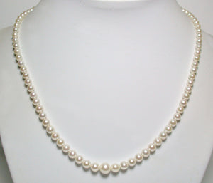 Vintage Mikimoto cultured Akoya pearl & silver necklace in original box