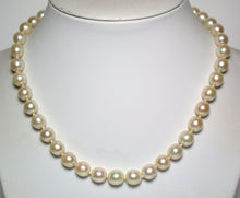 Load image into Gallery viewer, Vintage 7.5-9mm cultured Akoya pearl necklace &amp; sterling silver toggle clasp