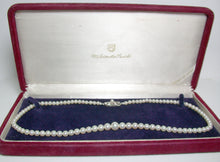 Load image into Gallery viewer, Vintage Mikimoto cultured Akoya pearl &amp; silver necklace in original box