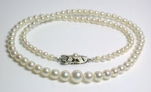 Load image into Gallery viewer, Vintage Mikimoto cultured Akoya pearl &amp; silver necklace in original box