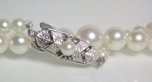 Vintage Mikimoto cultured Akoya pearl & silver necklace in original box