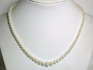 Vintage Mikimoto cultured Akoya pearl & silver necklace in original box