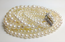 Load image into Gallery viewer, Vintage triple 3.4-7.2mm Akoya saltwater pearl &amp; silver necklace