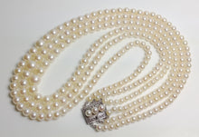 Load image into Gallery viewer, Vintage triple 3.4-7.2mm Akoya saltwater pearl &amp; silver necklace