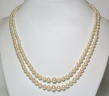Load image into Gallery viewer, Vintage AAA Akoya saltwater pearl, amethyst &amp; gold double strand necklace