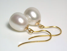 Load image into Gallery viewer, 10x11mm white freshwater pearl &amp; 9 carat gold earrings